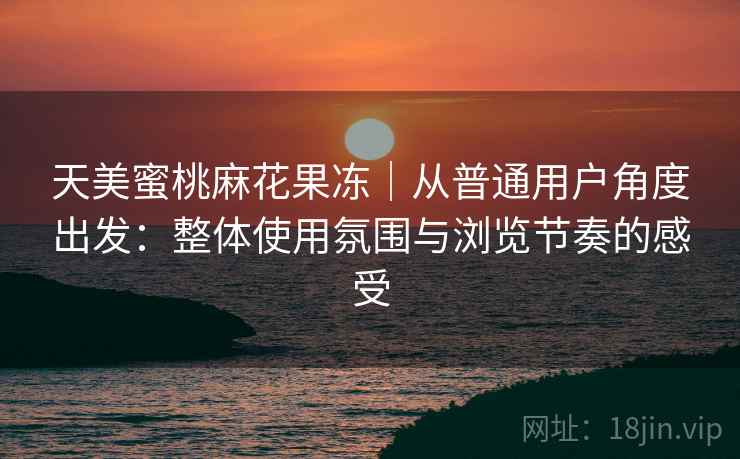 天美蜜桃麻花果冻｜从普通用户角度出发：整体使用氛围与浏览节奏的感受  第2张