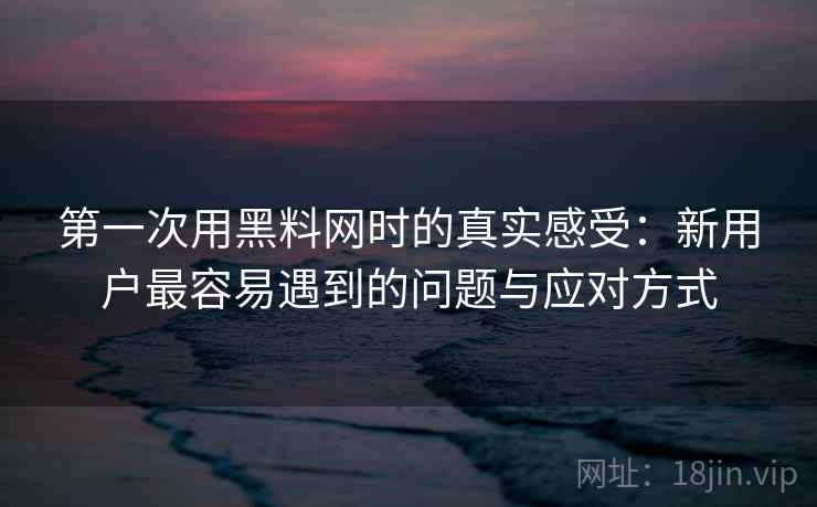 第一次用黑料网时的真实感受：新用户最容易遇到的问题与应对方式  第1张