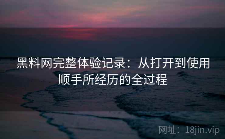 黑料网完整体验记录：从打开到使用顺手所经历的全过程  第2张